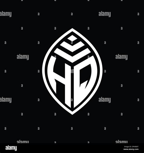 Hq Logo Monogram Elegant Leaf Shape Isolated Outline Design Template