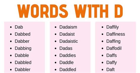 Words That Start With D List Of 600 D Words With Useful Examples My