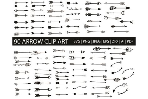 Free 90 Hand Drawn Arrows Clip Art Bundle Svg Png Eps And Dxf By