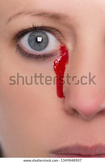 Close Young Woman Crying Bloody Tears Stock Photo 1349848907 Shutterstock