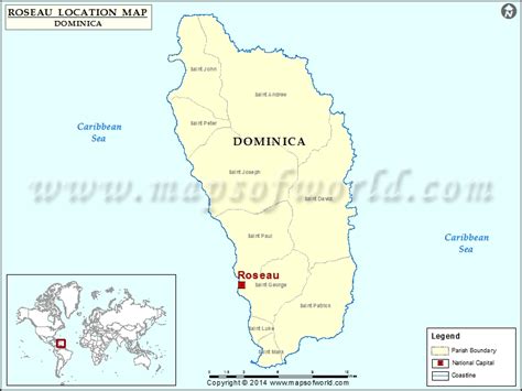 Where Is Roseau Location Of Roseau In Dominica Map