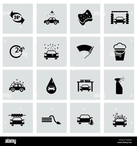 Vector Black Car Wash Icon Set Stock Vector Image Art Alamy