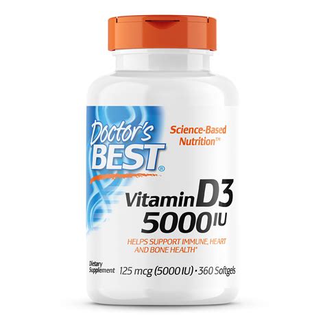 Doctors Best Vitamin D3 5000 Iu For Healthy Bones Teeth Heart And