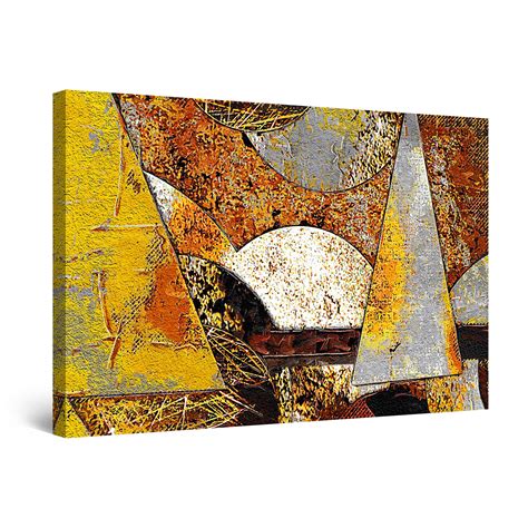 Startonight Canvas Wall Art Abstract Brown Geometric Triangles Framed