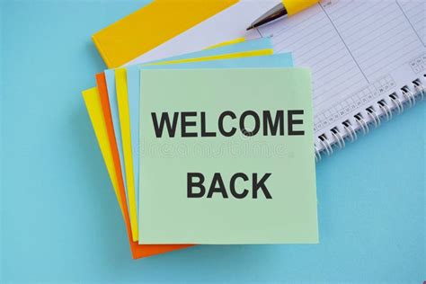 Welcome Back Sign Text Inscription On Colorful Sticker Blue
