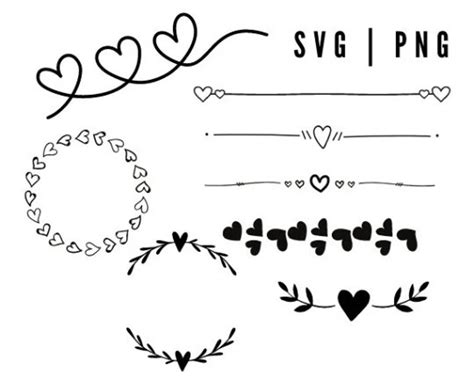 Heart Borders And Frame Svgpng Bundle Decorative Heart Elements Looped
