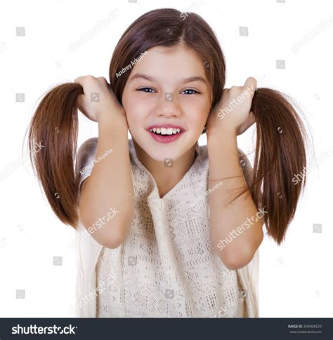 Portrait Charming Little Girl Smiling Camera Stock Photo 359968529