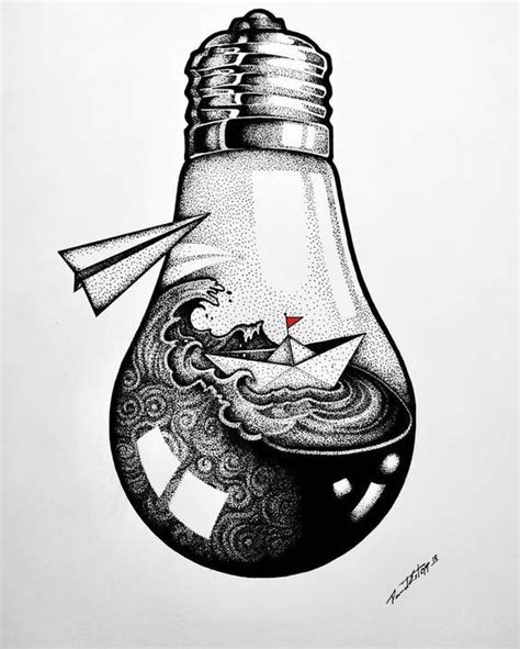 Hii everyone in this video a beautiful pencile drawing a beautiful flower inside the bulb. Amazing creative drawing of a lightbulb | Malování ...