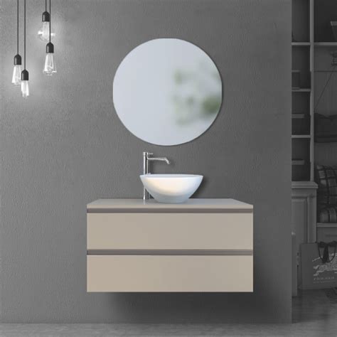Mobile da bagno disponibile in diverse finiture. Mobile Bagno Sospeso 100 cm Fango Opaco con Lavabo da Appoggio