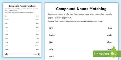Compound Nouns Worksheet Primary Resources Teacher Made