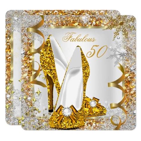 Fabulous 50 Glitter Gold Birthday Party Invitation Zazzle Gold