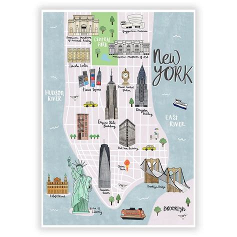 A Map Of New York With All The Attractions And Places To Go On It