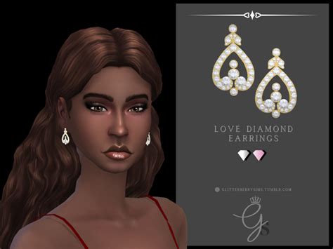 Love Diamond Earrings Glitterberry Sims On Patreon Sims 4 Cc Packs