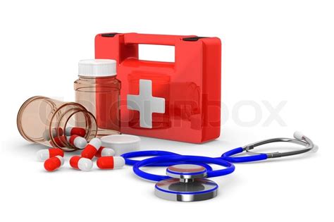 First Aid Kit On White Background Isolated 3d Image Stock Photo
