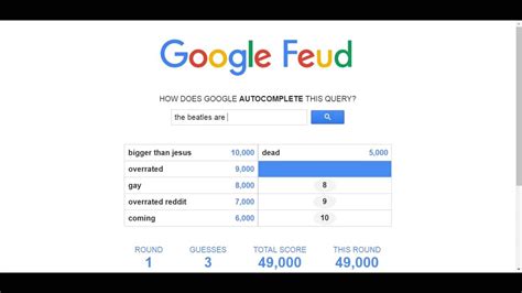 Each correct answer gives you a certain amount of points. Google Feud Answers For Names - Google Feud a Fun and Addictive Game | internet ... : The ...