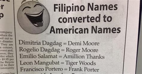 Make You Laugh Filipino Names Converted To American Name