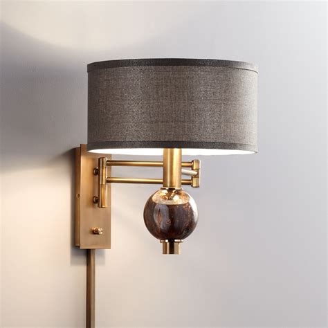 Gold Swing Arm Wall Sconce Plug In Wall Lights Industrial Wall Sconce