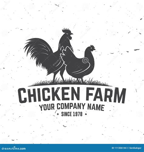 Chicken Farm Badge Or Label Vector Illustration Stock Vector