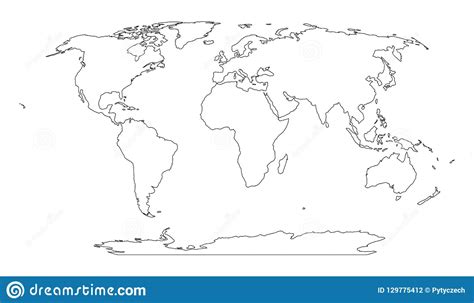 Outline Map Of World Simple Flat Vector Illustration Stock Vector