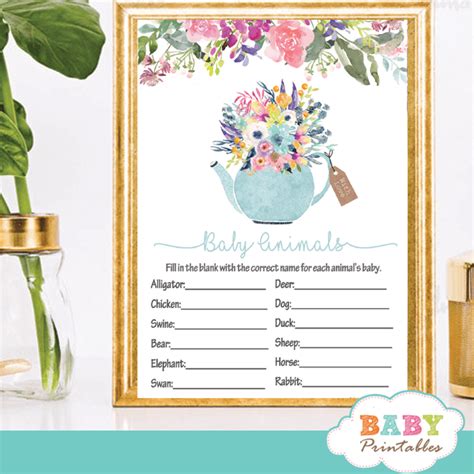 Floral Blue Tea Party Baby Shower Games D464 Baby Printables