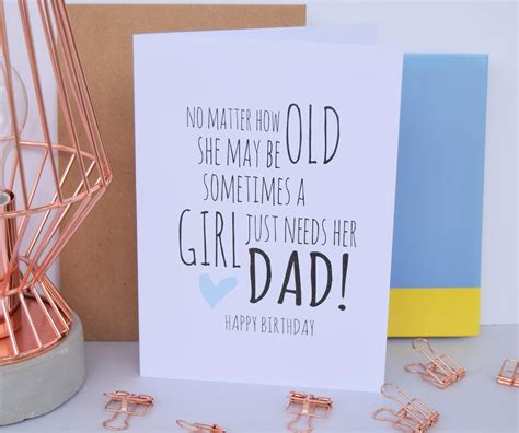 Happy birthday sayings to the best dad. Dad Birthday Card A Girl Just Needs Her Dad Daughter Dad ...