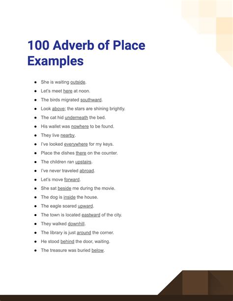 Adverb Of Place Examples How To Write Pdf Tips