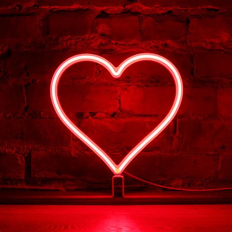 Red Neon Heart Light Up Live Our Glowing Hearts