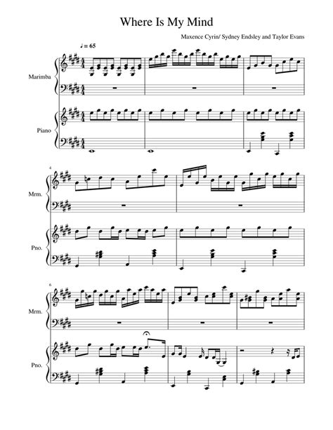 Where Is My Mind Sheet Music For Piano Percussion Download Free In