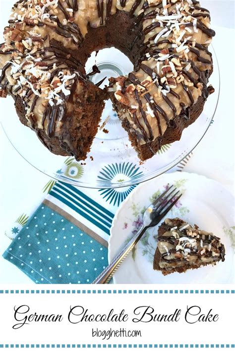 German chocolate cake is typically made as a chocolate layer cake with a sweet frosting loaded with shredded coconut and pecans. German Chocolate Bundt Cake with Homemade Coconut Frosting