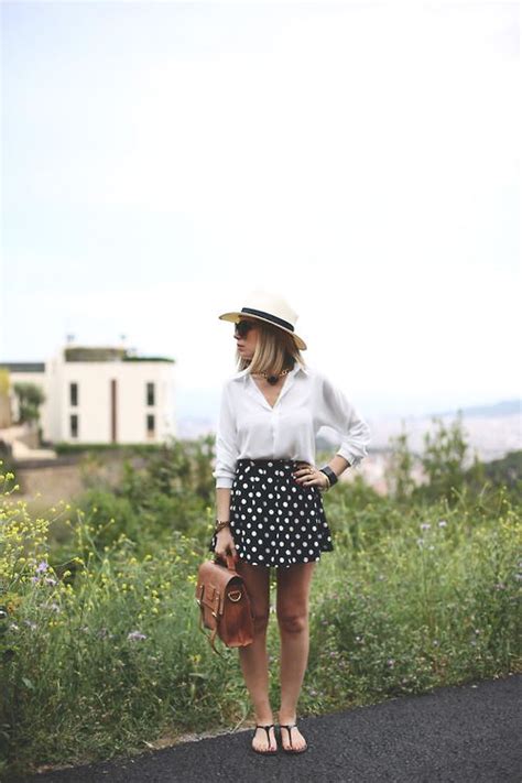 Polka Dot Skirt Straw Hat A Great Summer Outfit Lookbook Spring