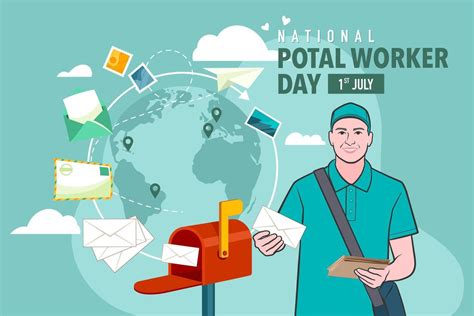 National postal workers day celebration flat poster. 45487241 Vector