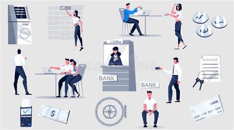 Conjunto De Iconos Plano Bancario Ilustración del Vector Ilustración