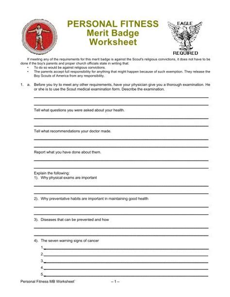 Personal Fitness Merit Badge Workbook Slideshare