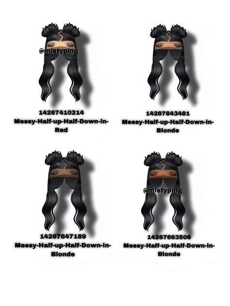 New Messy Half Up Half Down Hair Codes Black Hair Roblox Half Up