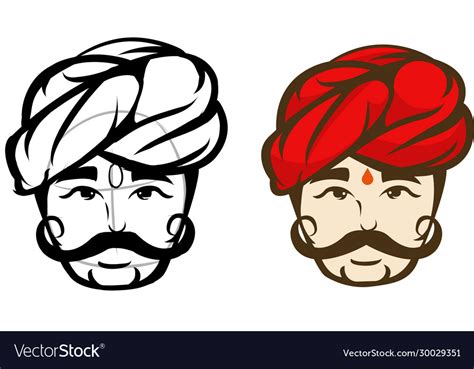 India Headman Colored Mascot Logo Premium Vector Image