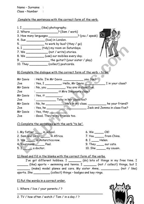 Simple Present Tense Formula Exercises And Worksheet Examplanning