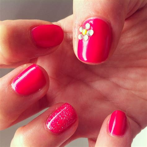 Black pink nails with diamonds. Hot pink #Gellux overlay with diamonds | Nails, Hot pink, Pink
