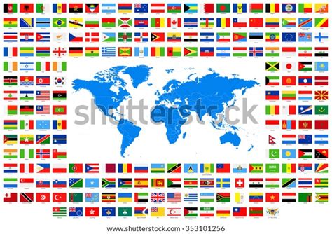 All Flags World Map Vector Collection Wektor Stockowy Bez Tantiem