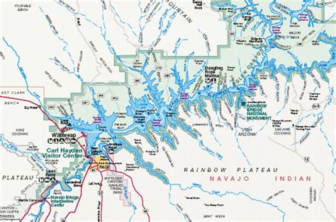 Map Of Lake Powell Arizona Carte Du Lac Powell Utah Arizona