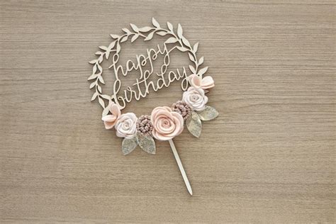 Cake Topper Rosa Floral Felt Cake Topper Flower Cake Etsy Cubierta