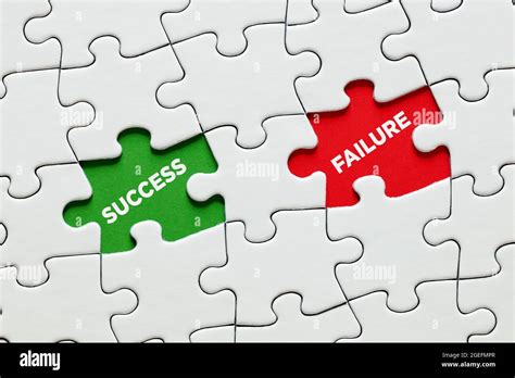 Missing puzzle pieces with the words success versus failure. To succeed