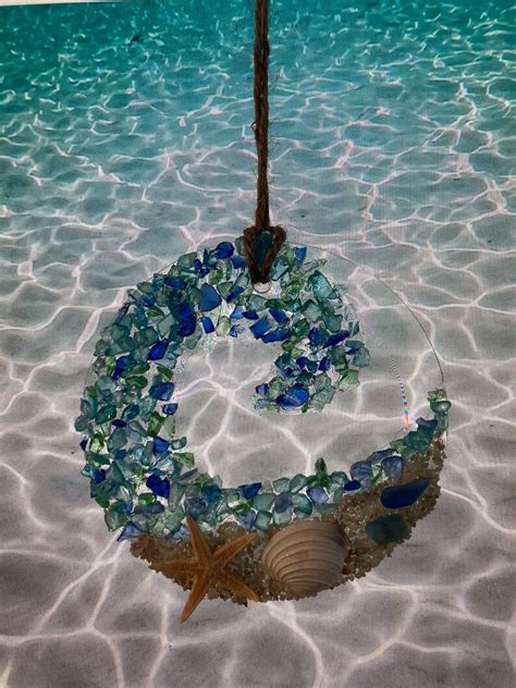 Sea Glass Suncatcher Ocean Wave Beach Ornament Beach Lover Etsy