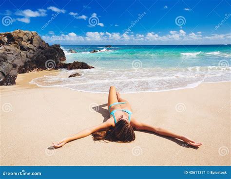 Woman Relaxing On Beautiful Tropical Beach Stock Image Image Of Ocean