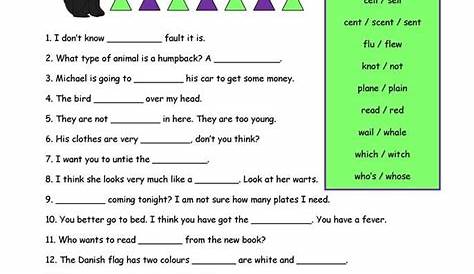 homonyms for kindergarten worksheet