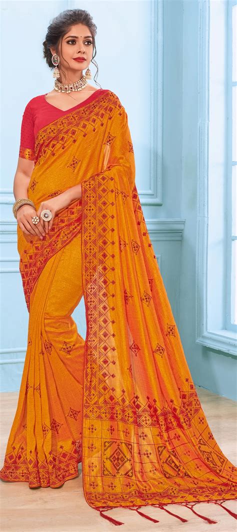 Festive Traditional Wedding Yellow Color Art Silk Silk Fabric Saree 1649217