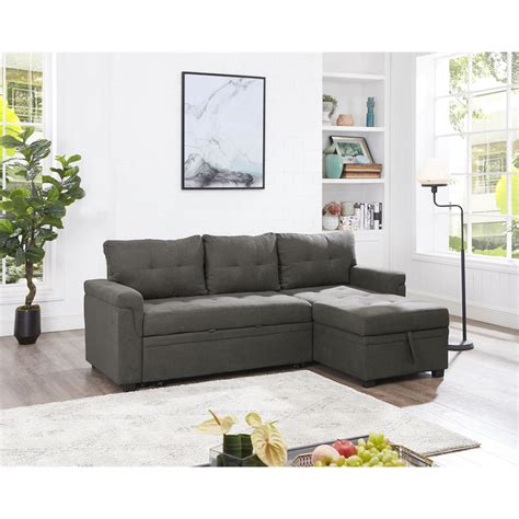 laura reversible sleeper sectional sofa storage chaise by naomi home color espresso fabric