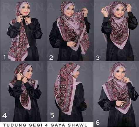 Tudung Segi 4 Gaya Shawl With Images Square Hijab Tutorial Hijab