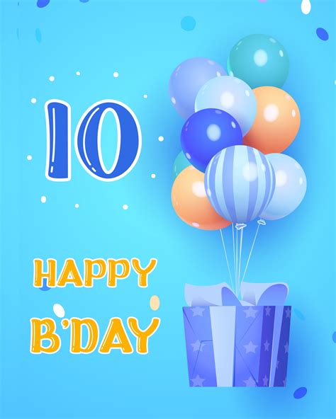 Free 10th Years Happy Birthday Image With Balloons