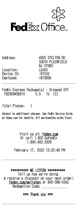Fedex Office Receipt Template 1
