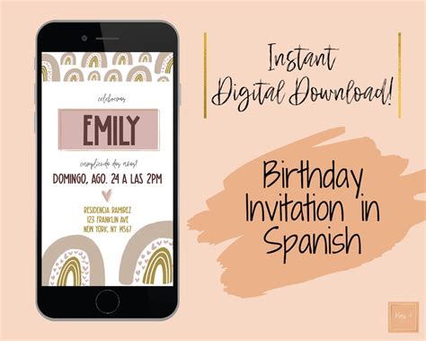 Spanish Birthday Invitation Spanish Invitation Cumpleaños Etsy